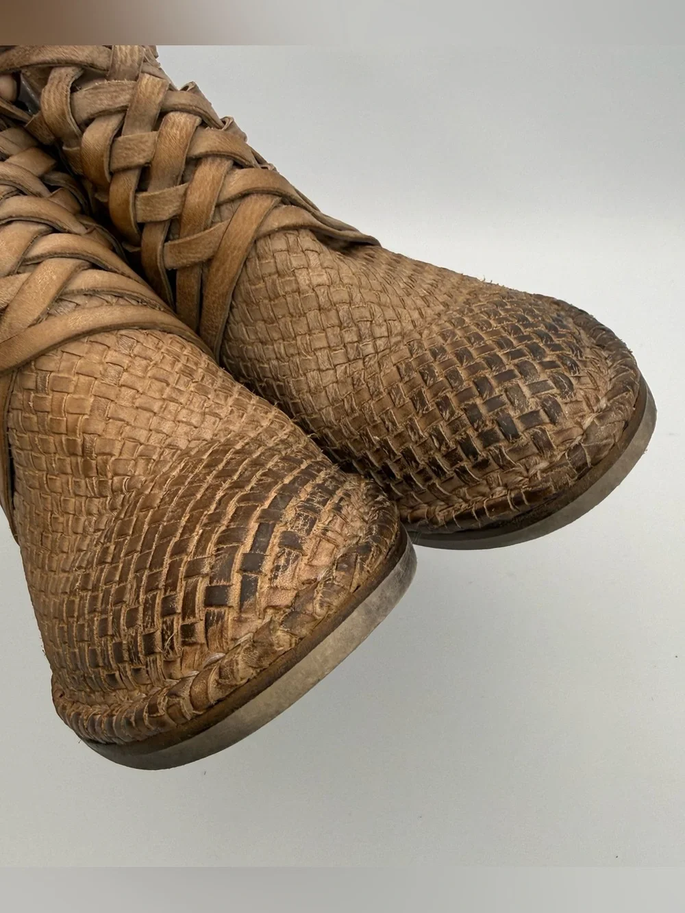 Sundance Promise Woven Burnished Leather Heeled Bootie 38 Western Boho Festival